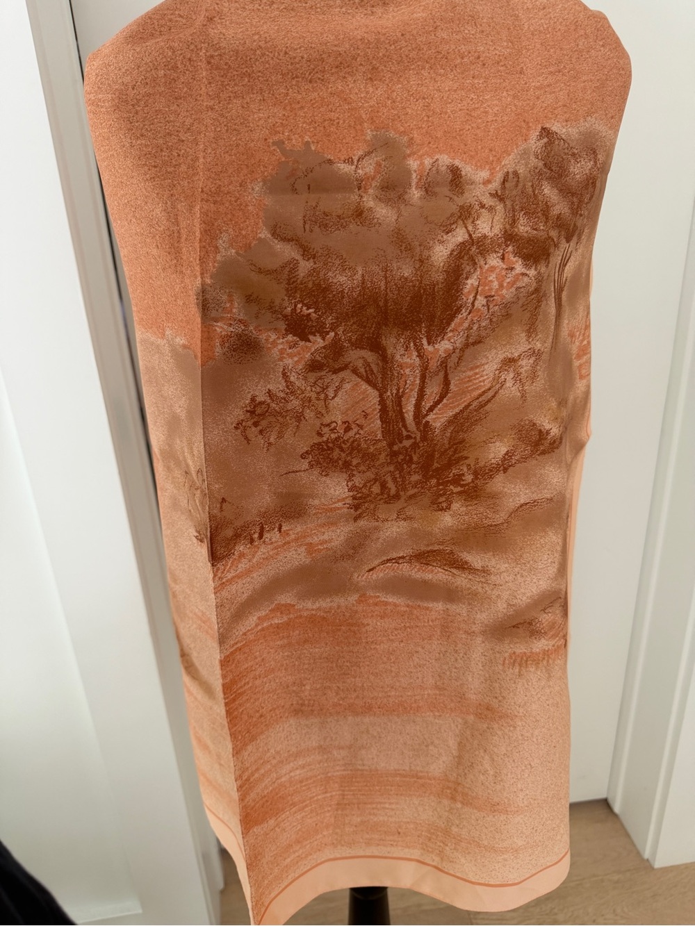 SCARF Scarf Pastel Peach Tree Pattern Made Italy Head Scarf Neck Scarf Soft Girl